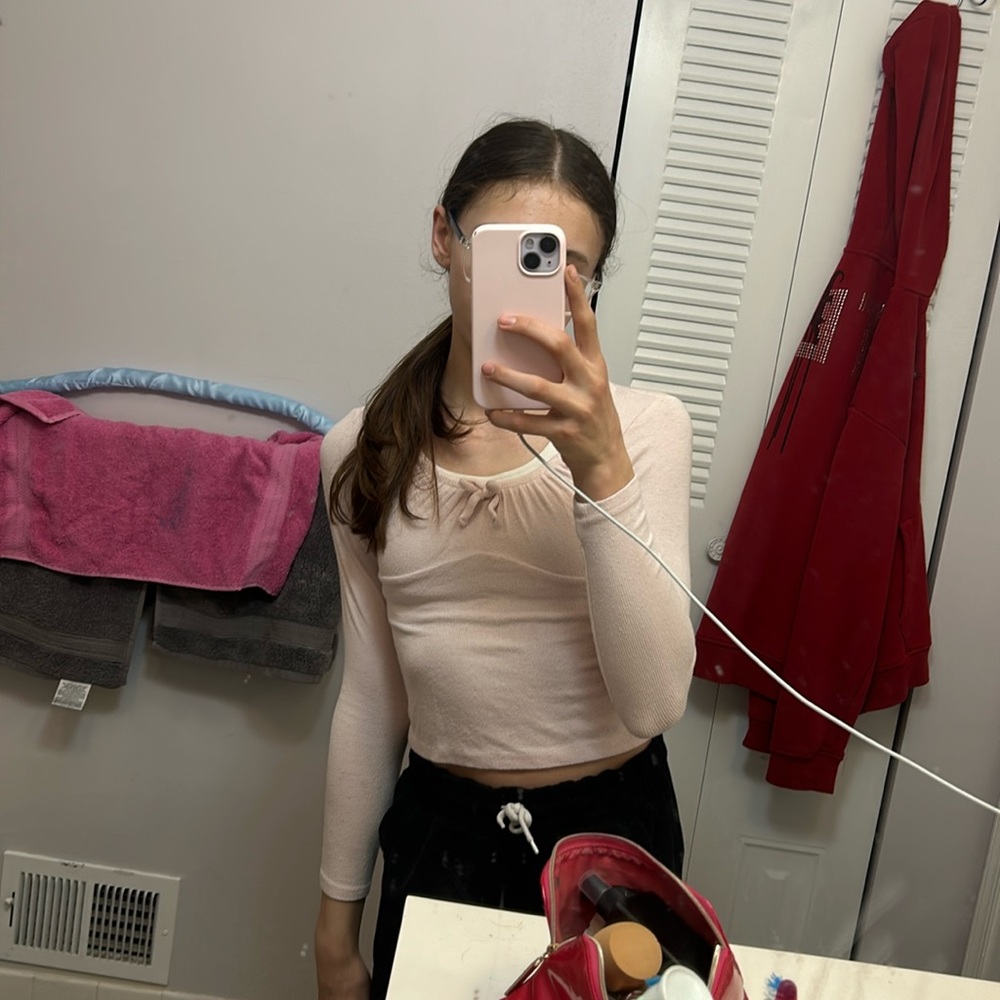 pink long sleeve shirt